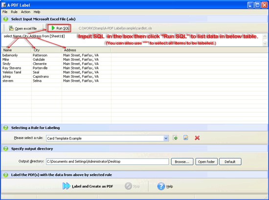 a-pdf label run sql